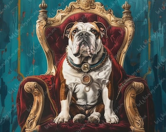 Herbert | Königliche Bulldogge | Möbel Transfer | Extra Großes Decoupage Reispapier A0 A1 A2 A3 | Gespiegelte Option