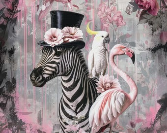 Zebrasalat | Blumen Zebra | Möbel Transferfolie Decoupage Papier | Extra Großes Reispapier A0 A1 A2 A3 | beWHIMSY Art