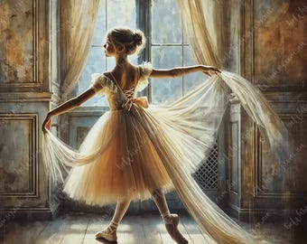 Twirling Dreams | Ballerina Gir | Furniture Transfer | Extra Large Decoupage Rice Paper A0 A1 A2 A3 | Mirrored Option