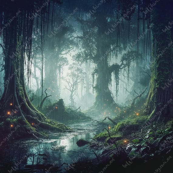 The Twilight Grove | Enchanted Forest | Furniture Transfer Decoupage Paper | Extra Large A0 A1 A2 A3 Rice Paper | beWHIMSY Art