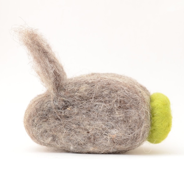 Needle Felted Rabbit grey green chartreuse lime natural easter spring decor eco friendly