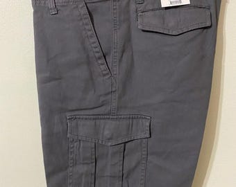 George Men's Cargo Shorts At The Knee Stone Charcoal Gray 10" Inseam NWT