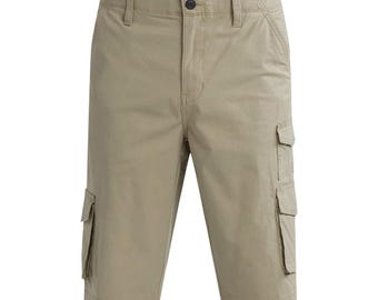 George Men's Cargo Shorts Below The Knee Beige 14" Inseam NWT