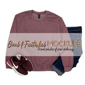Gildan 18000 Heather Sport Dark Maroon Sweatshirt Mockup, Heather Sport Dark Maroon Crewneck Mockup, Digital Download, PNG, Digital Only