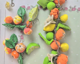Set van oorbellen en armband, "Citrus",