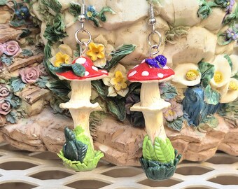 Серьги,, Мухоморы,, earrings "Fly agaric"