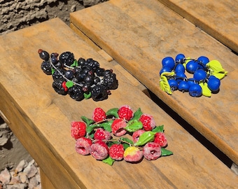 rubber bands,,Berry,, Handmade Berry Hair Accessories