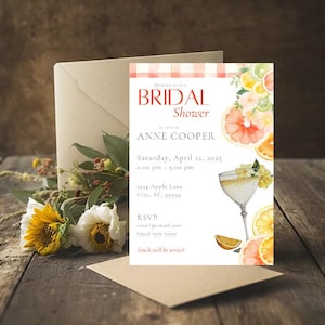 Digital File | Editable Canva | Citrus & Cocktails | Invitation Template |  5x7