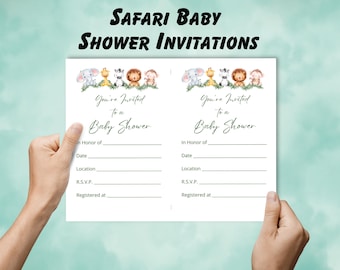 Safari Themed Baby Shower Invitation Printable, Jungle Invitation, Neutral Invitation, Baby Safari
