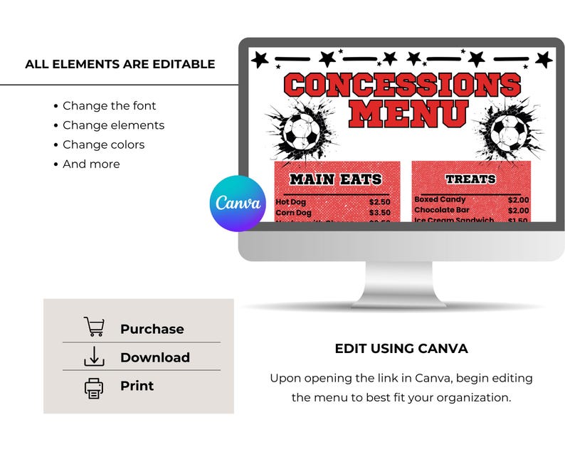 Soccer Concession Stand Menu Sign, Concessions Stand, Menu Flyer Board ...