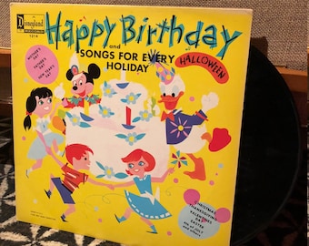 Vintage Happy Birthday and Songs for Every Holiday - 1964 - Disneyland Record - Children's Vinyl Record Album - 60's Kid's Record - Birthday