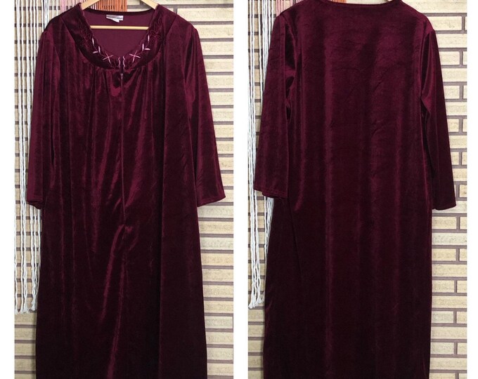 Maroon Robe Big Vintage 80's Maroon Full Length Robe - Large - Dressing Gown - Bust 48 ...