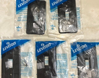 Vintage Espresso Brown Plastic Single Light Switch Covers - set of 5 - Leviton Canada - Light Switch Plate Cover - 60's Lighting