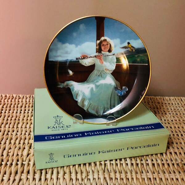 Vintage "Spring Encore" Collector Porcelain Plate - "Harmony in Nature " - Girl Playing Flute - Music - Home Decor - Collectible