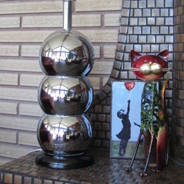 Vintage Atomic Mod Chrome Eyeball Spheres Table Lamp - Kovacs Style - Lighting - Home Decor - Office Lamp - Desk Lamp