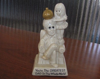 Vintage 70's "You're the Greatest Dad in the Whole World" Russ Berrie Figurine - 1971 - Collectible - Kitsch - Father's Day - W & R Berries