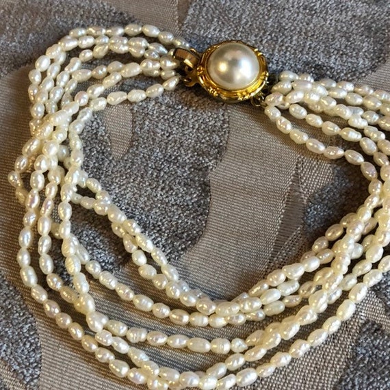 Vintage 60's Freshwater Pearl Bracelet - 6 Strand