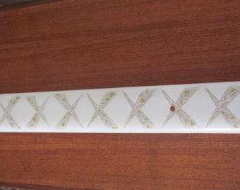 Vintage 60's Atomic Silver and Gold Criss Cross Frosted Glass Wall Light Shade - Extra Long - 60's Lighting - Light Fixture - Vanity Light