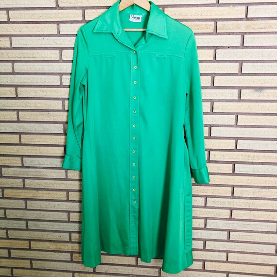 Vintage 60's Kelly Green Shirtwaist Dress - Bust … - image 10