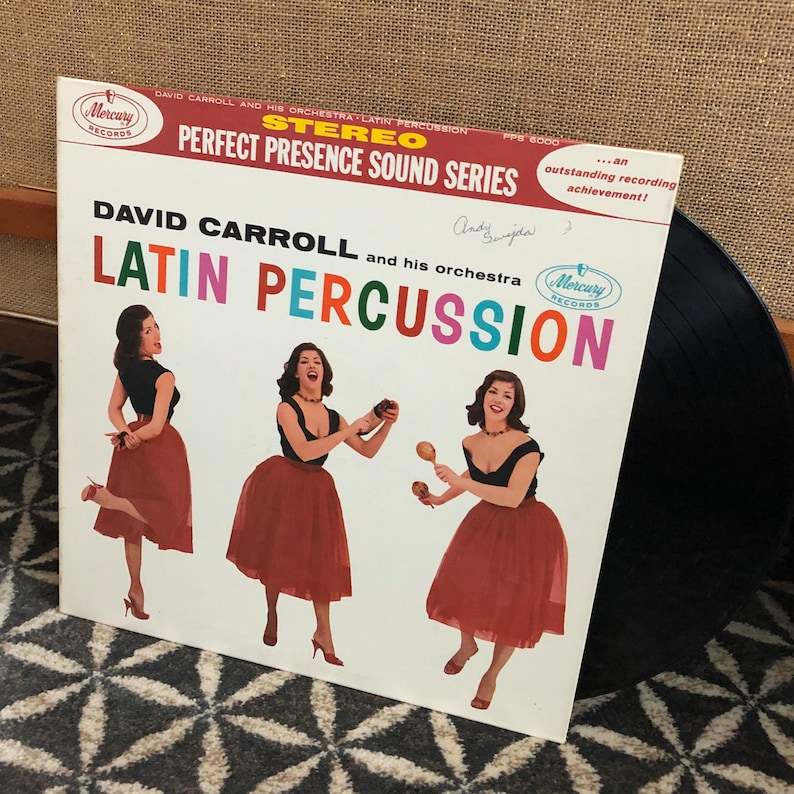 Vintage 60's David Carroll and His Orchestra Latin Percussion Record 60's Album 60's Big Band Music 60's Percussion Record image 1