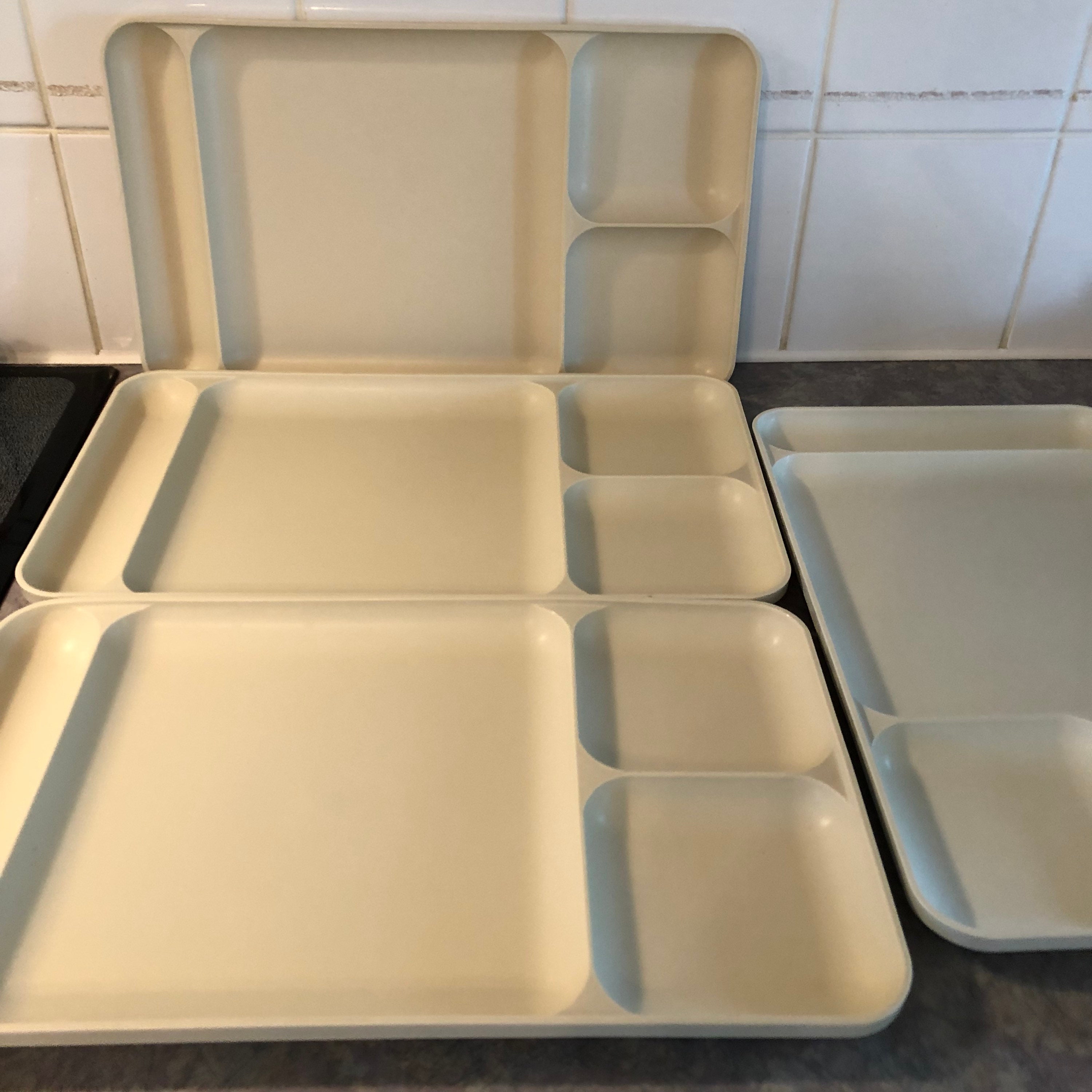 Vintage 70's Tupperware Cafeteria Style Trays 4 70's Plastic Prison Trays  70's Serving 70's TV Trays Cafeteria Trays Individual 