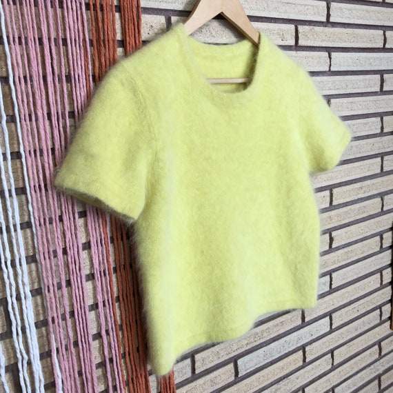 Vintage 70's Lemon Yellow Angora Pullover Sweater… - image 8