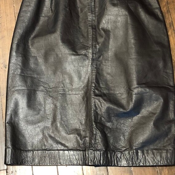 Vintage 80's Black Leather Skirt - Waist 26 - Pet… - image 6
