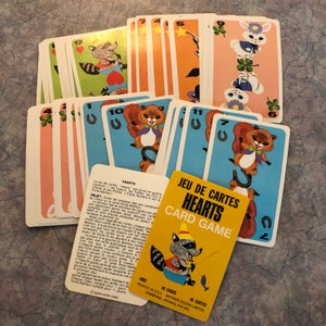 vintage des années 60 coeurs jeu de cartes - jeu de cartes des années 60 - jeu de cartes pour enfant - jeu de cartes pour enfants - coeurs - cartes Whitman Golden