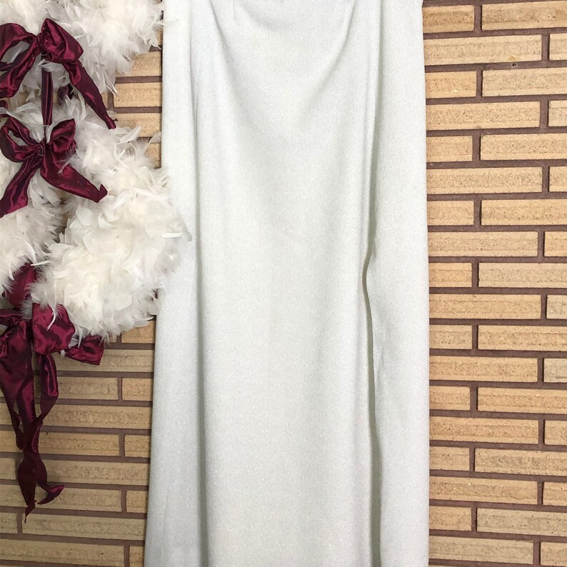 Women/'s Skirt Waist 34 Formal Skirt 70/'s Straight Skirt Full Length Skirt Vintage 70/'s Metallic Silver Skirt 70/'s Party Attire