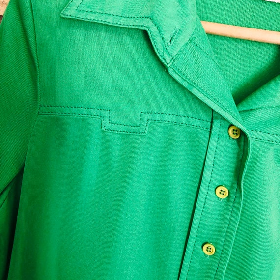 Vintage 60's Kelly Green Shirtwaist Dress - Bust … - image 6