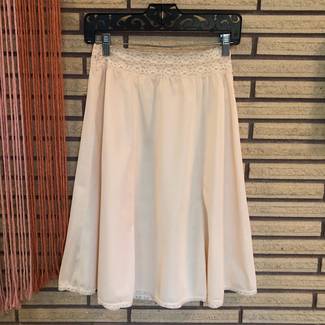 Vintage 70's Nude Nylon Full Circle Half Slip 70's Lingerie 25