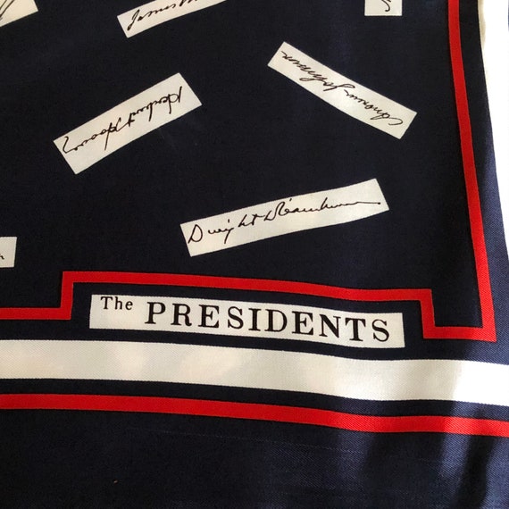 Vintage 70's American Presidents Signatures Scarf… - image 1