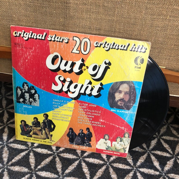 Vintage 70's K-Tel Out of Sight" Vinyl Record - 20 Today's Top Hits & Stars - 70's Album - K-Tel Record - 70's K-Tel Compilation Record