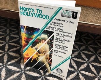 Vintage "Here's to Hollywood Melody Chord 6" Music Book - 1983 - Keyboard/Guitar/Vocal Music Book - Hollywood Movie Music Book - Organ