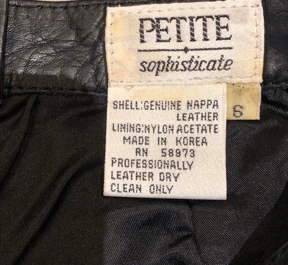 Vintage 80's Black Leather Skirt - Waist 26 - Pet… - image 3