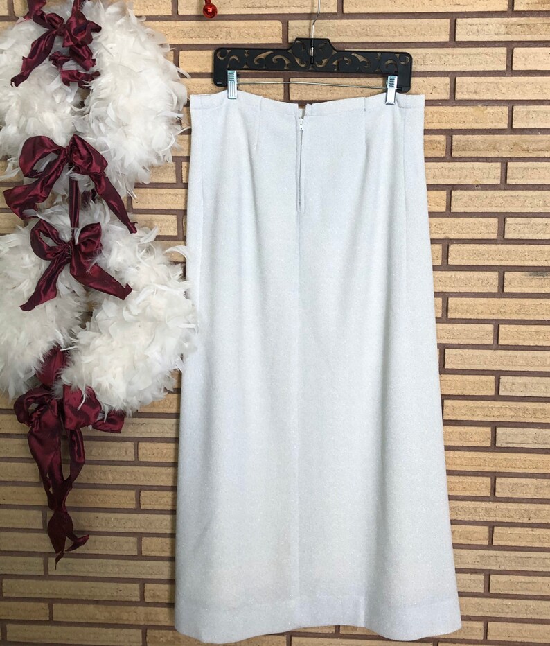 Women/'s Skirt Waist 34 Formal Skirt 70/'s Straight Skirt Full Length Skirt Vintage 70/'s Metallic Silver Skirt 70/'s Party Attire