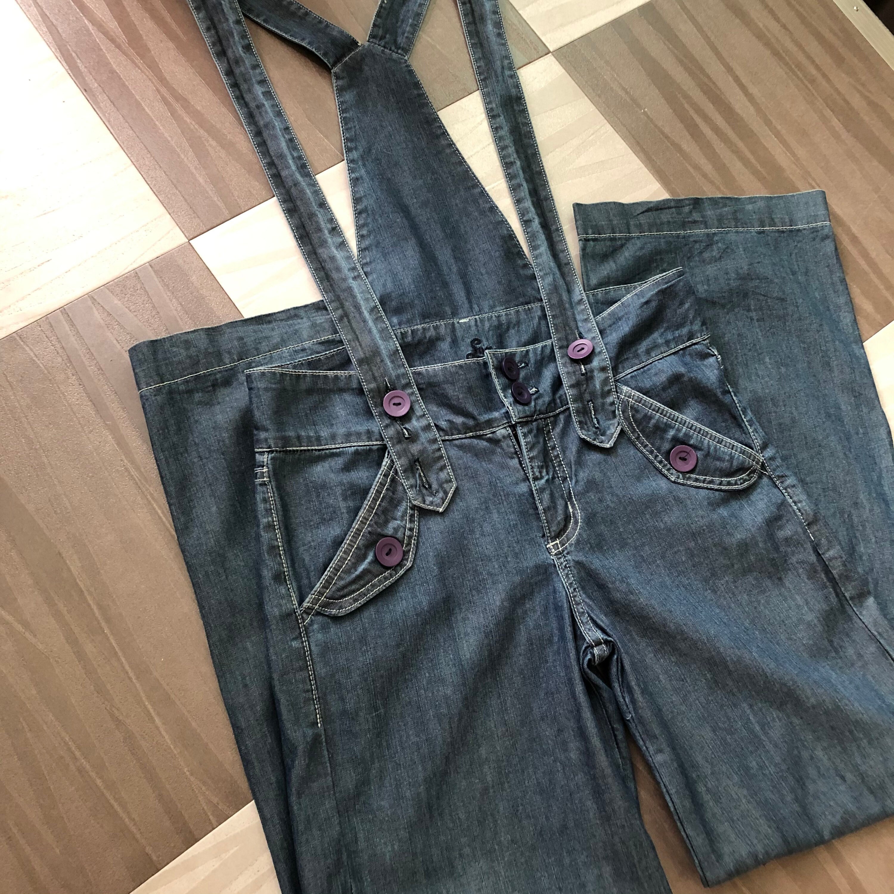 オーバーオール euro vintage 80s 90s Vintage Big Blue Denim Overalls: 70s 80s Retro Style (W28