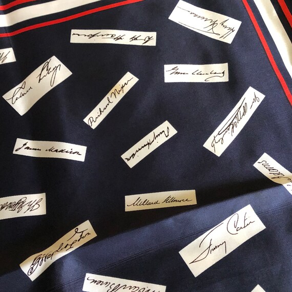 Vintage 70's American Presidents Signatures Scarf… - image 6
