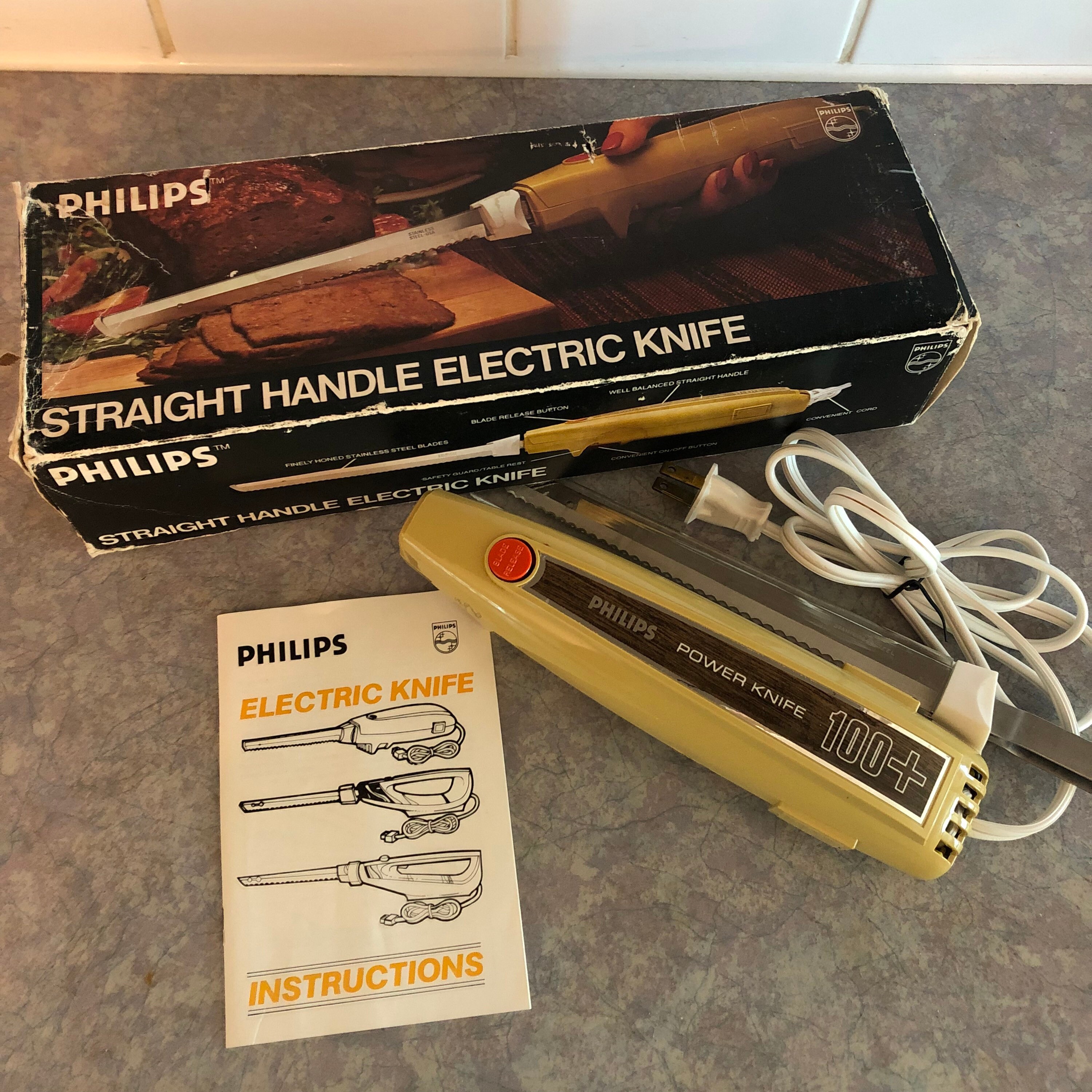 Vintage 60's Philips Straight Handle Electric Knife -  Sweden