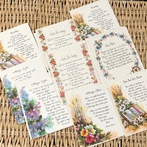 Cartes de bénédiction inspirantes toutes occasions vintage des années 60 avec versets de la Bible - lot de 9 cartes de voeux avec enveloppes - inutilisées - religion
