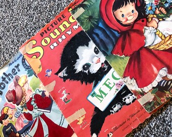 Vintage 40's Children's Story Book - set of 3 - Kid's Stories - Tales - Picture Books - Children's Books - 40's Book - Mother Goose