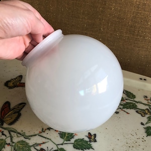 Vintage 60&#39;s Milk Glass Globe Ceiling Mount Light Shade - 60&#39;s Lighting - MCM Home Decor - Mod Light Fixture