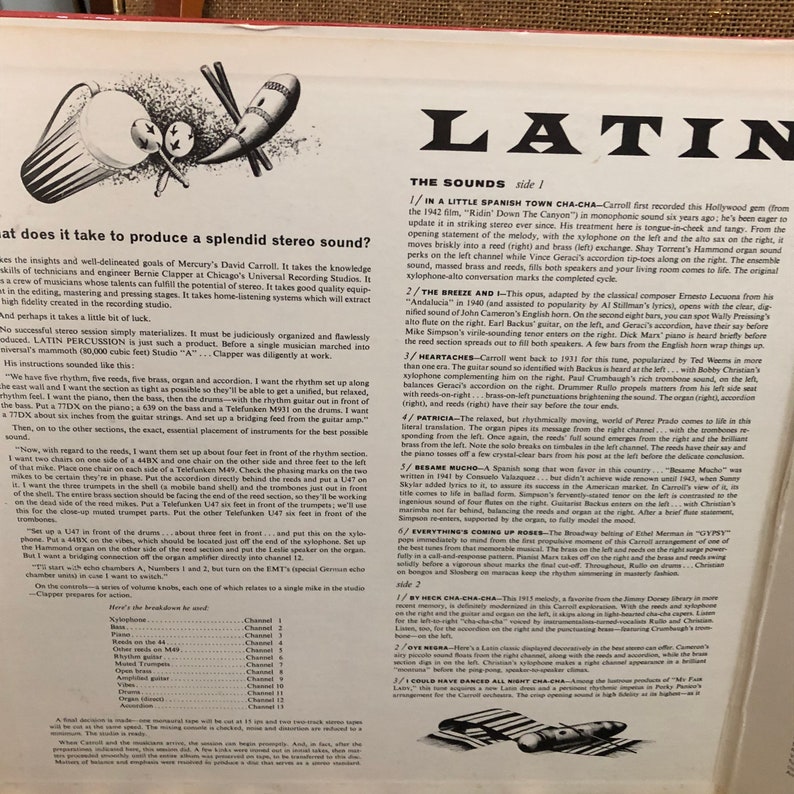 Vintage 60's David Carroll and His Orchestra Latin Percussion Record 60's Album 60's Big Band Music 60's Percussion Record image 2