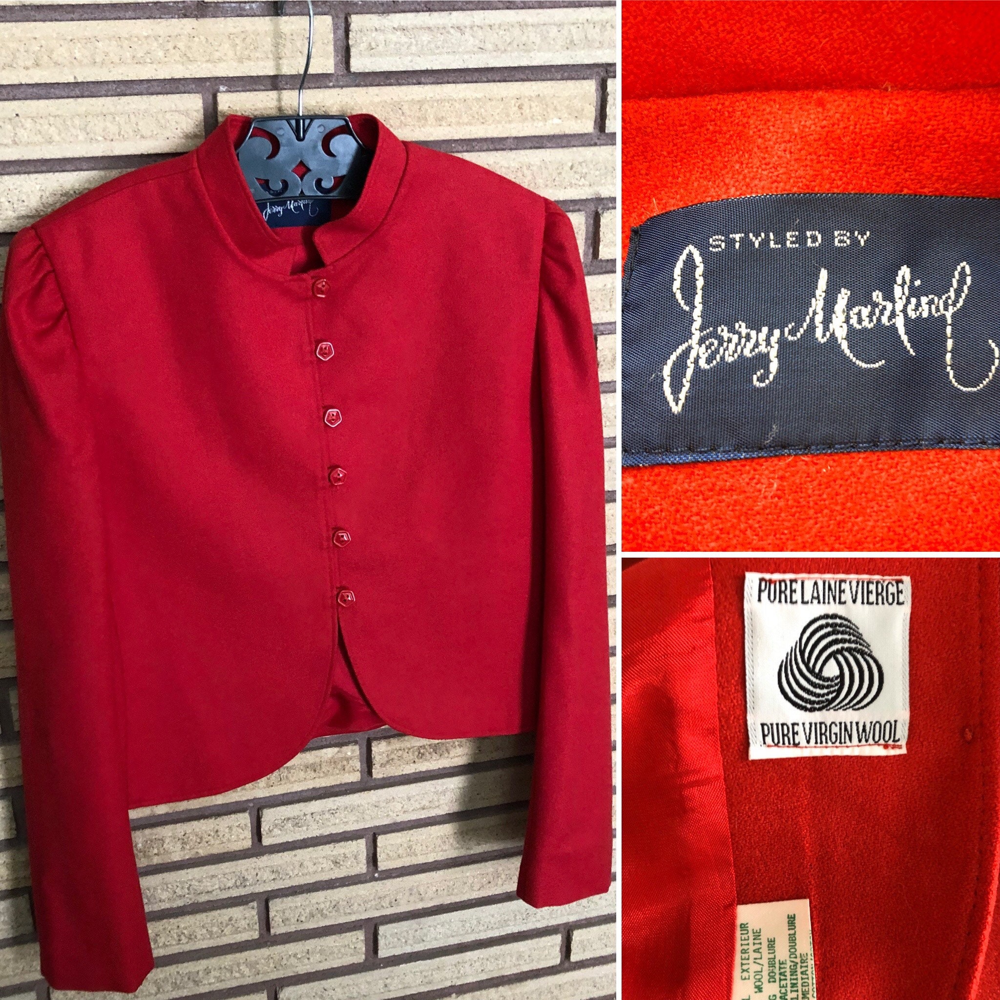 Women`s Vintage Louis Feraud Paris Blazer Red Cotton Size 36
