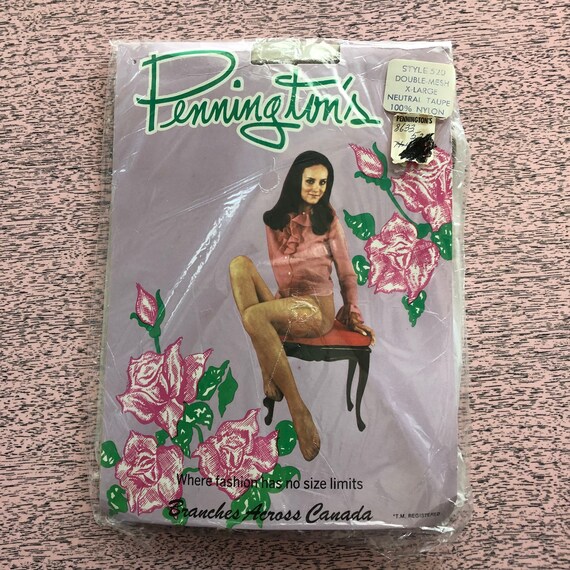 Vintage 70's Pennington's Neutral Taupe Pantyhose 155 175 Lbs