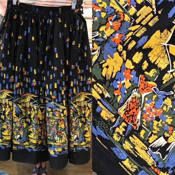 Vintage Flower Market Circle Skirt - Waist 27 - 60
