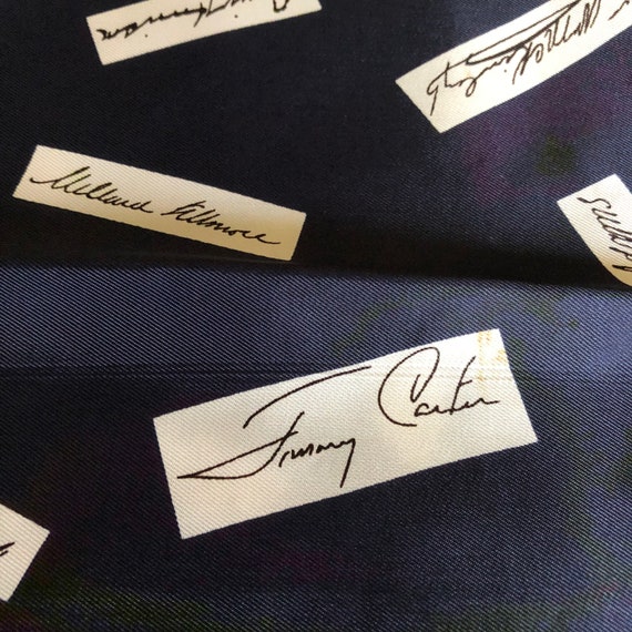 Vintage 70's American Presidents Signatures Scarf… - image 4
