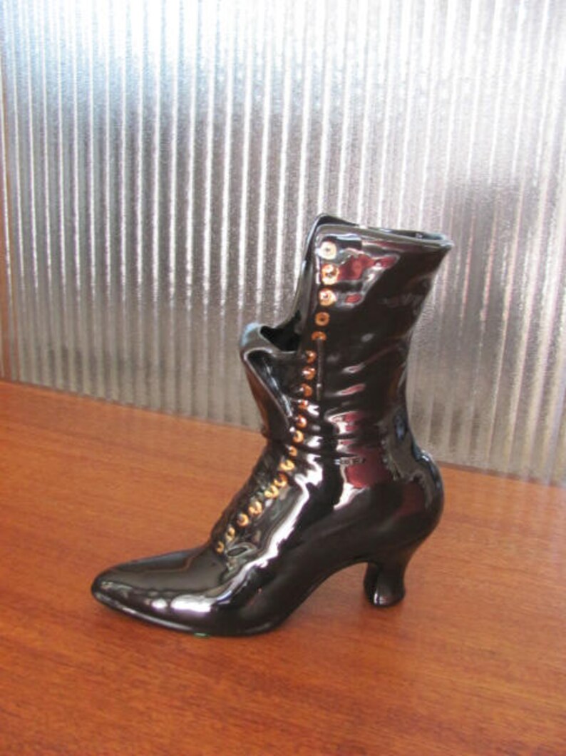 Vintage 70/'s Black Ceramic Granny Boot Vase Granny Boot Vase Fine Art Ceramics Rita Kelly Ceramic Boot Figurine Collectible