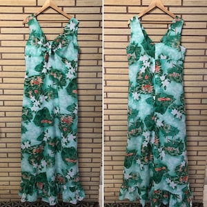 Vintage 70's Honolulu Hawaii Maxi Dress Size 18 Bust 42 70's Maxi Dress 70's Hawaiian Dress Novelty Print Maxi Dress Pomare image 1