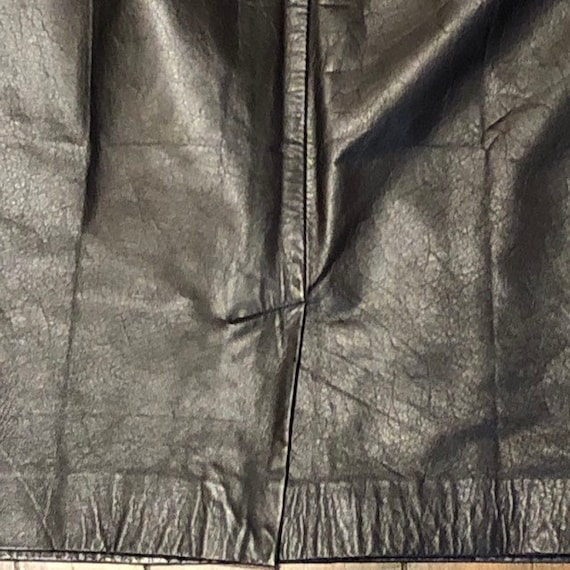Vintage 80's Black Leather Skirt - Waist 26 - Pet… - image 7
